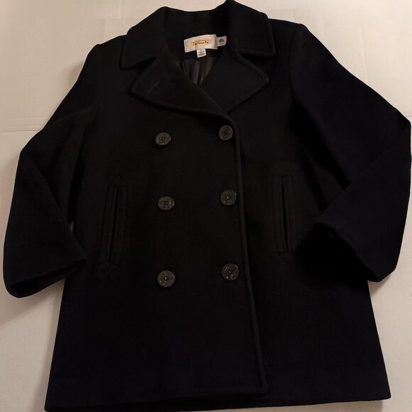 Talbots 100% Wool Black Double-Breasted Peacoat Women’s Size 10 Classic Coat - Picture 16 of 16